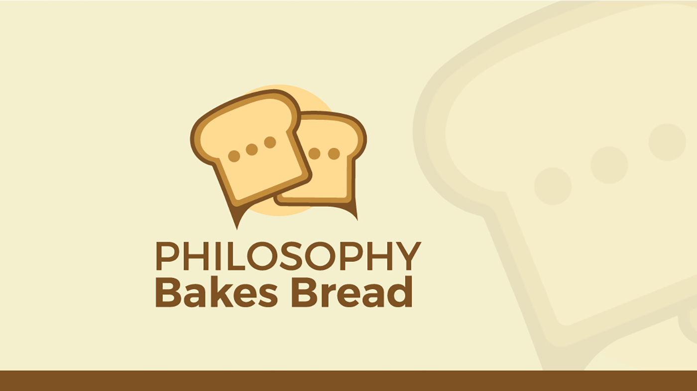 Logo for Philosophy Bakes Bread, which includes the name of the show written over top of a loaf of bread.