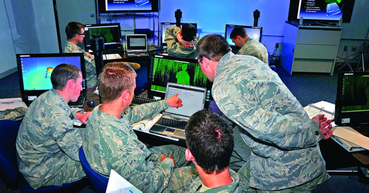 U.S. Air Force Cadets learning basic cyber operations.