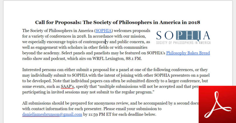 This is an image of the top of the printable, Adobe PDF version of this call for proposals.