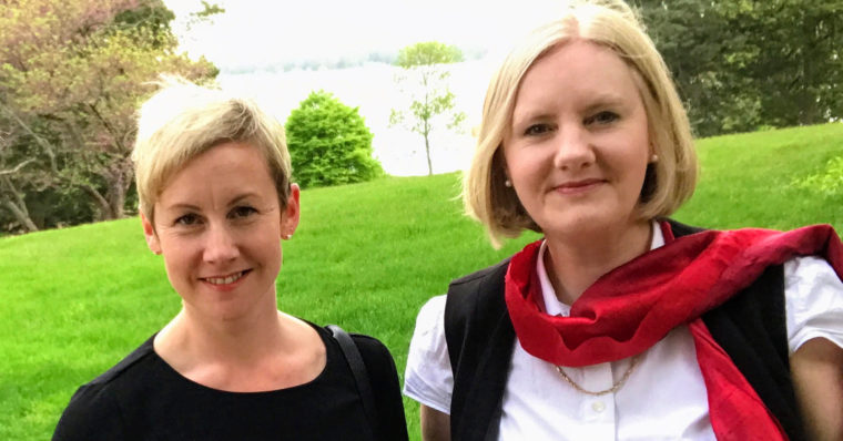 Photo of Drs. Naomi Hodgson (left) and Amanda Fulford (right) at the 2017 Public Philosophy Journal's Collaborative Writing Workshop.