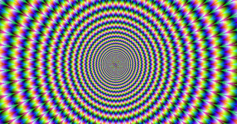 An optical illusion image that makes it seem as though the image shifts and moves as you look at it.