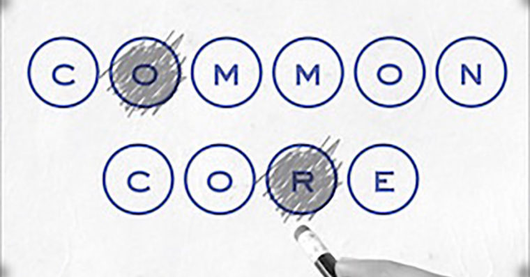 A snippet of the cover for Tampio's book, 'Common Core,' featuring the letters of the title in bubble format, as if each letter were an answer on a multiple choice test.
