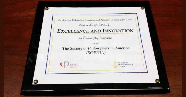 SOPHIA 2017 Award plaque from the APA & the PDC.
