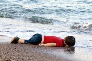 Aylan Kurdi, the Syrian child photographed dead on a shoreline.