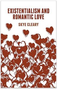 The cover for Dr. Cleary's book, 'Existentialism and Romantic Love,' which features red hearts on a white background.