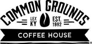 The logo for Common Grounds Coffee in Lexington, KY, featuring a coffee bean.