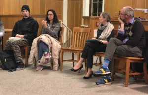 Image of people talking at the South Puget Sound SOPHIA chapter's meeting on Disagreement, on March 5, 2018.
