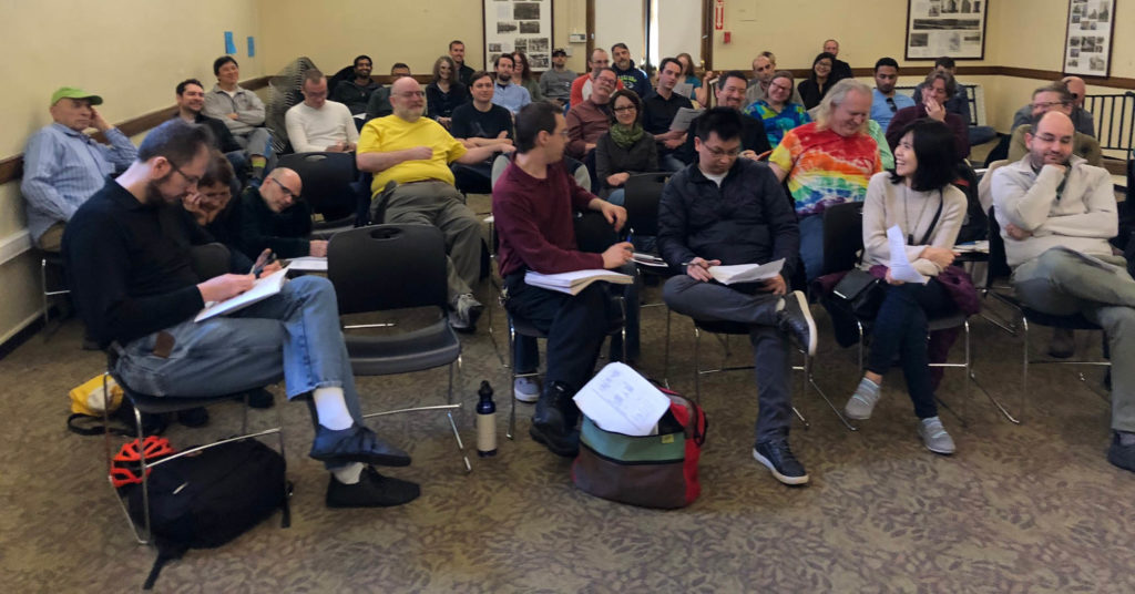 Photo of the gathering at the Seattle SOPHIA Chapter meeting in March of 2018. 