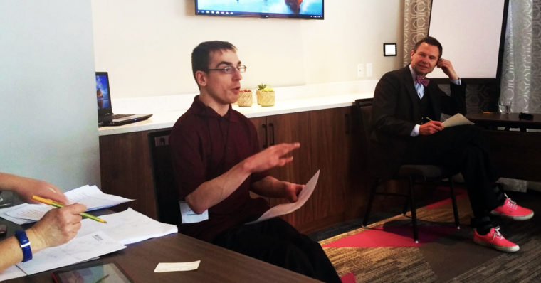 John Altmann delivering his paper at the 2018 Public Philosophy Network Conference in Boulder, CO. Photo by Eric Thomas Weber, 2018. 