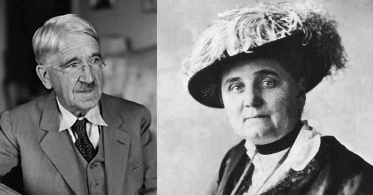 A collage of photos of John Dewey and Jane Addams.