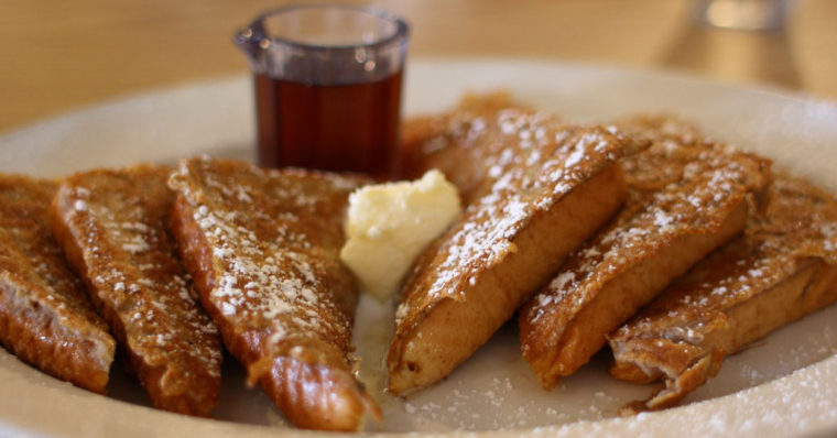 A plate of French toast.